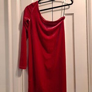 Pink One Shoulder Velvet Bodycon Dress